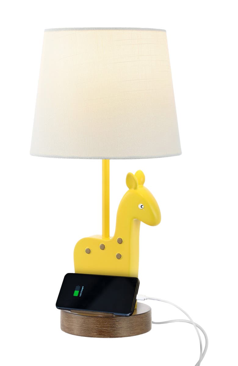 JONATHAN Y Sahara 17.5" Mid-Century Vintage Iron/Resin Giraffe LED Kids
Table Lamp with Phone Stand and USB Charging Port, Yellow, Main, color, Yellow