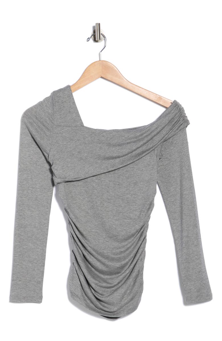 Elodie One Shoulder Long Sleeve Ruched Top, Alternate, color, Heather Grey