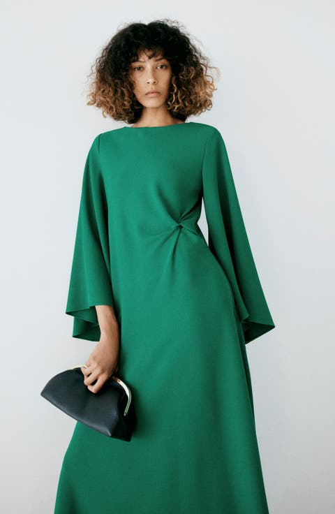 Side Twist Long Sleeve Maxi Dress