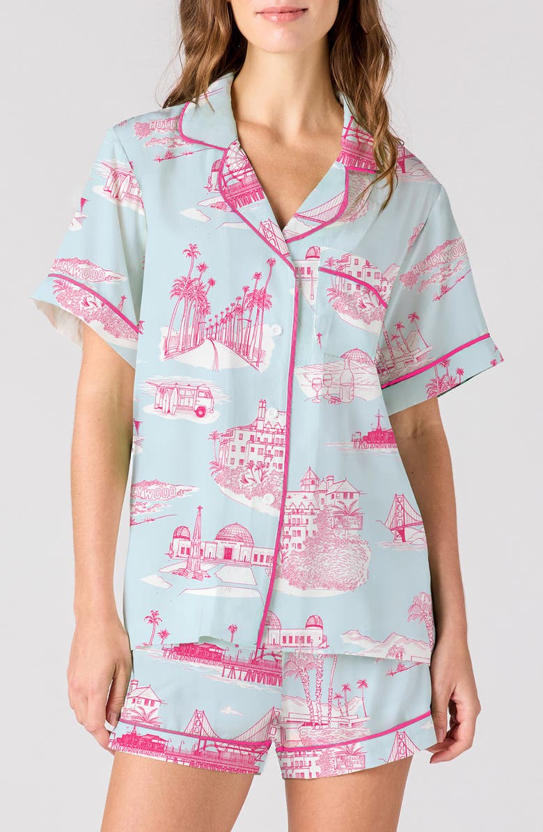Katie Kime California Toile Short Pajamas, Main, color, Blue