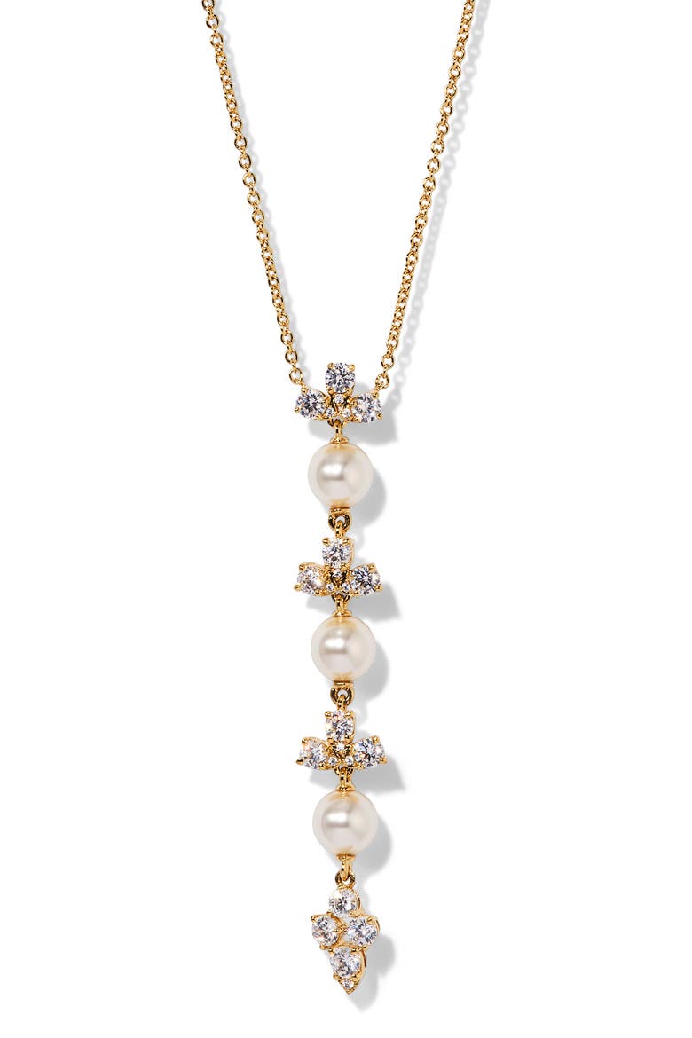 Faux Pearl Y-Necklace, Main, color, GOLD