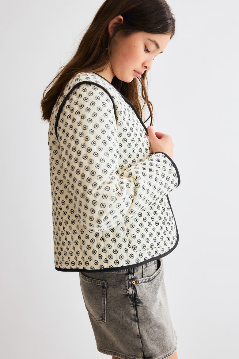 Quilted Cotton Jacket, Alternate, color, Cream/patterned