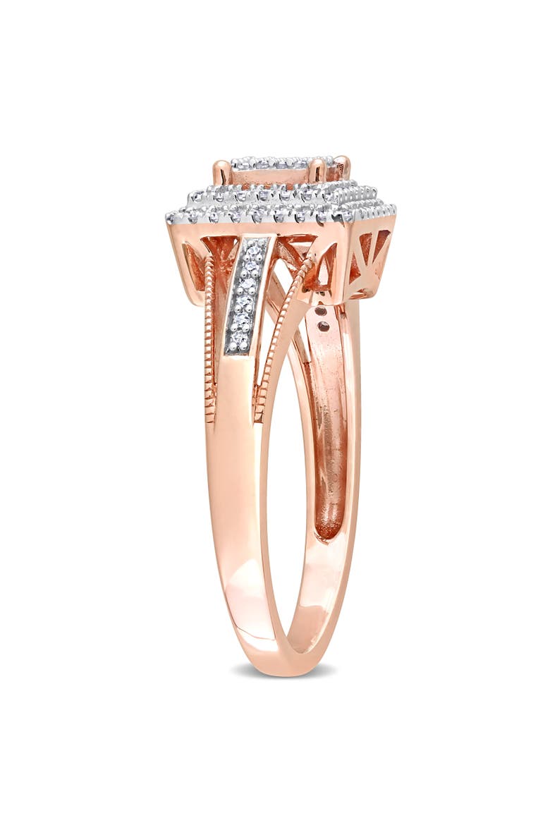 Diamond Cluster Square Split Shank Ring 10k, Alternate, color, 10k Rose Gold