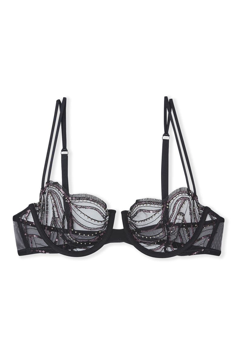 Whisper of Desire Underwire Balconette Bra, Alternate, color, BLACK