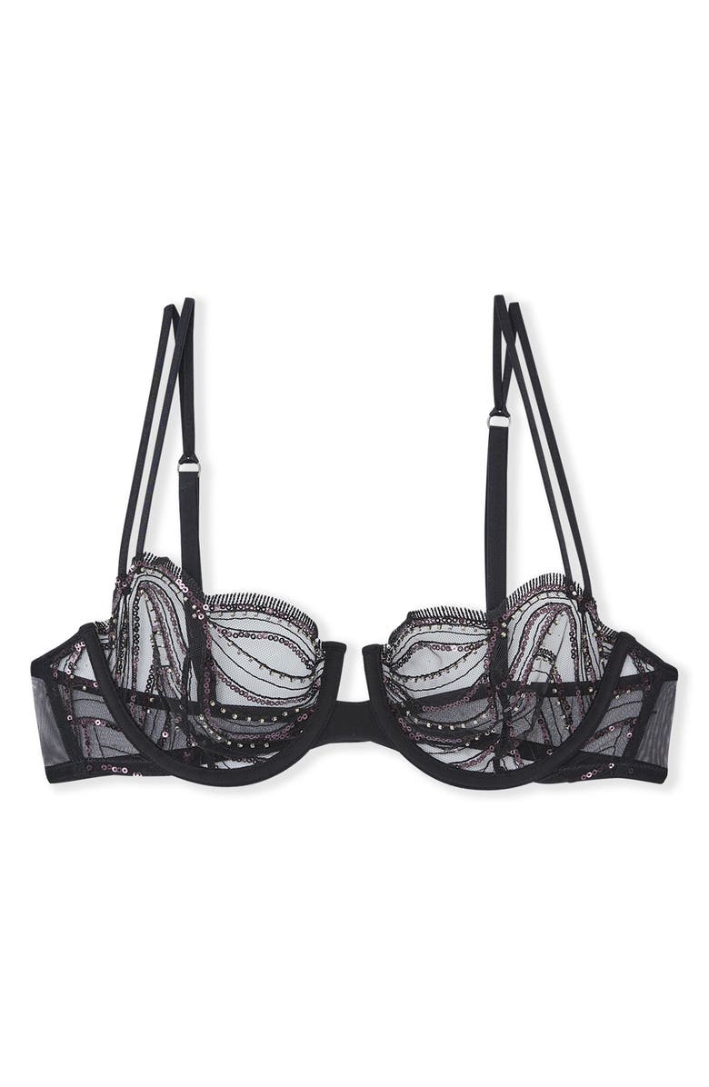 Etam Whisper of Desire Underwire Balconette Bra, Alternate, color, Black