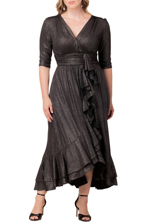 Kiyonna Glimmer Ruffle Gown In Black