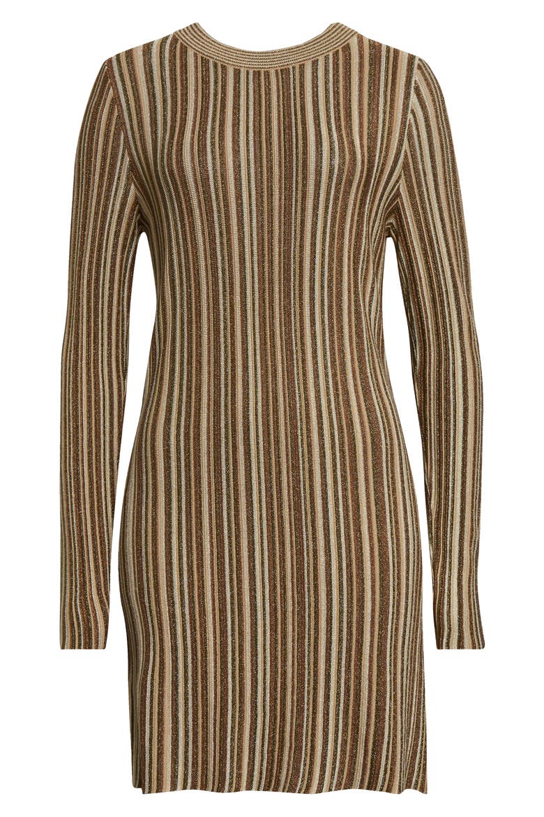 Jane Metallic Stripe Long Sleeve Sweater Dress, Alternate, color, GOLD BRONZE