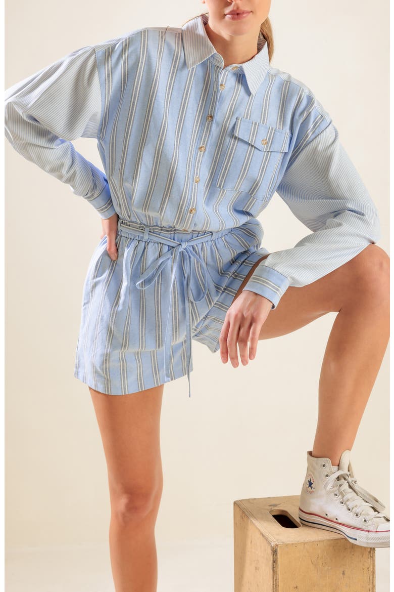 Stripe Long Sleeve Romper, Alternate, color, BLUE MULTI