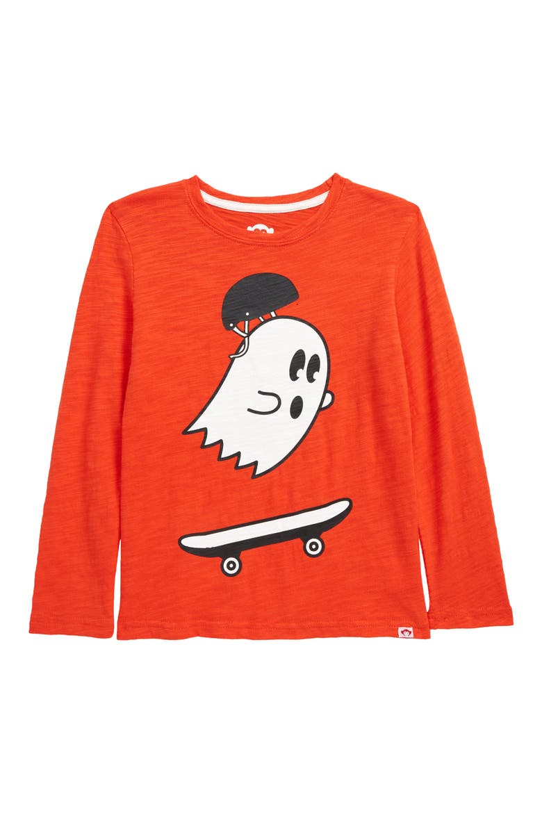 Kids' Skateboard Ghost Long Sleeve Graphic Tee, Main, color, ORANGE