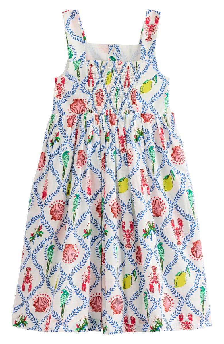 Mini Boden Kids' Vacation Print Cotton Button-Up Sundress, Alternate, color,