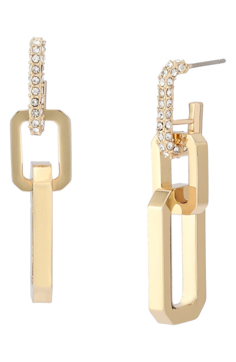 AllSaints Hattie Double Hexagon Drop Earrings, Main, color, Gold