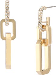 AllSaints Crystal Hexagon Double Drop Hoop Earrings
