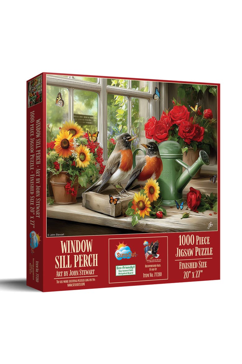 Window Sill Perch 1000 piece Jigsaw Puzzle for Adults, Main, color, Multicolor