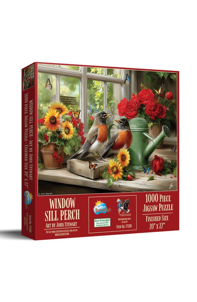 Sunsout Window Sill Perch 1000 piece Jigsaw Puzzle for Adults, Main, color, Multicolor