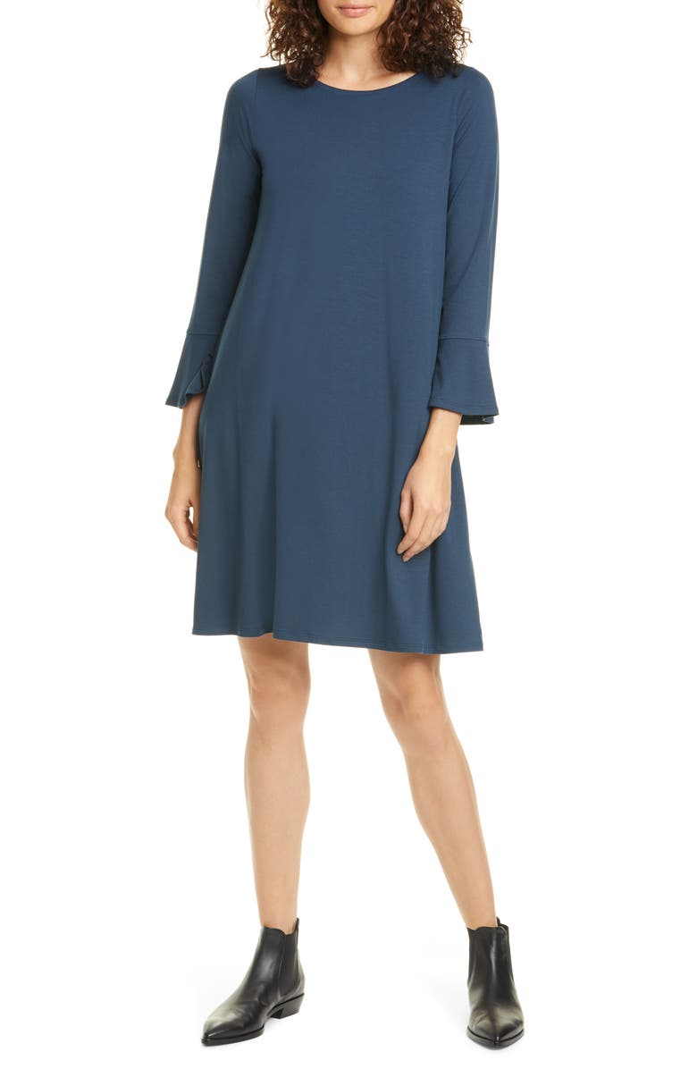 Eileen Fisher Bell Cuff Tencel<sup>®</sup> Lyocell Blend Jersey Dress, Main, color,
