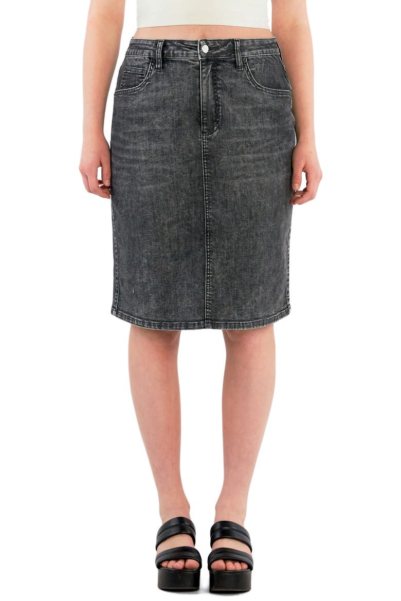 Daily Denim Midi Skirt, Main, color, WASHED GREY