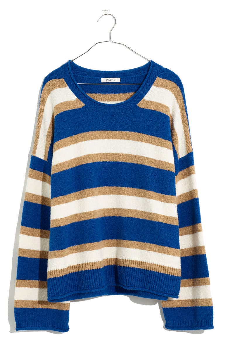 Belmore Striped Pullover Crop Sweater, Alternate, color, SARATOGA BLUE