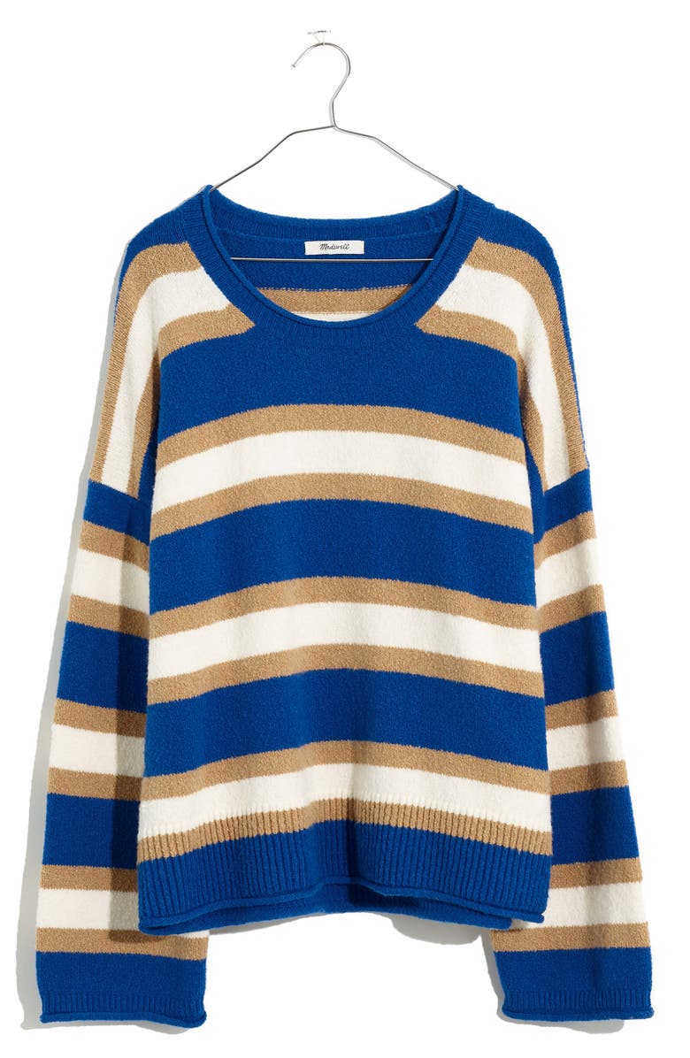 Madewell Belmore Striped Pullover Crop Sweater, Alternate, color,