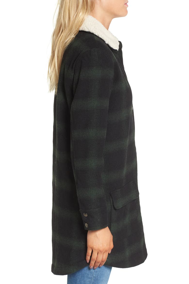 BB Dakota Bradley Fleece Lined Plaid Coat, Alternate, color, FOREST GREEN