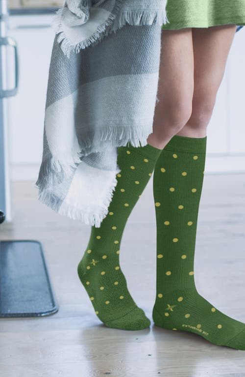 Extreme Fit Assorted 6-pack Graduated Compression Crew Socks In Green Multi