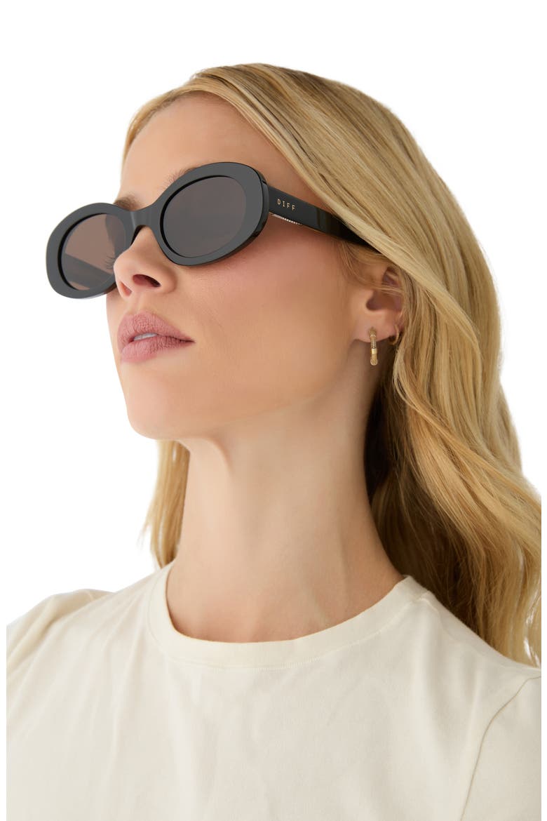 Lainey 52mm Polarized Oval Sunglasses, Alternate, color, BLACK / BROWN