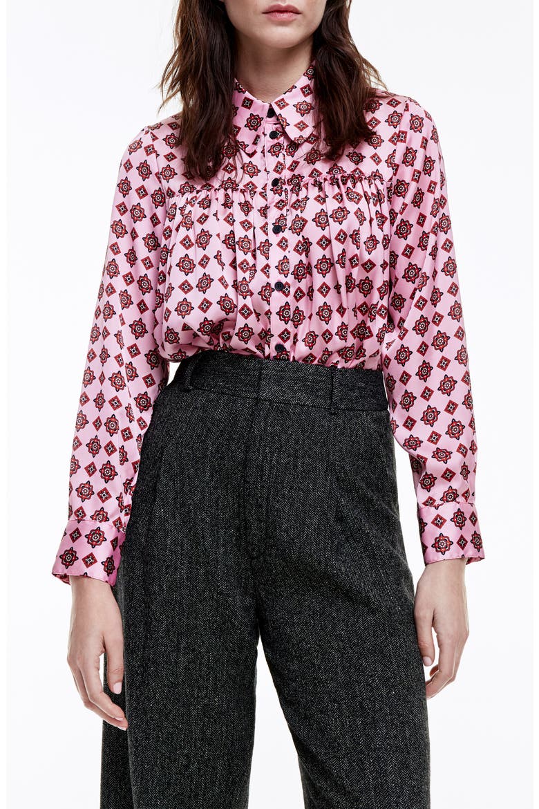 Foulard Print Button-Up Shirt, Main, color, ROSE DOBBY