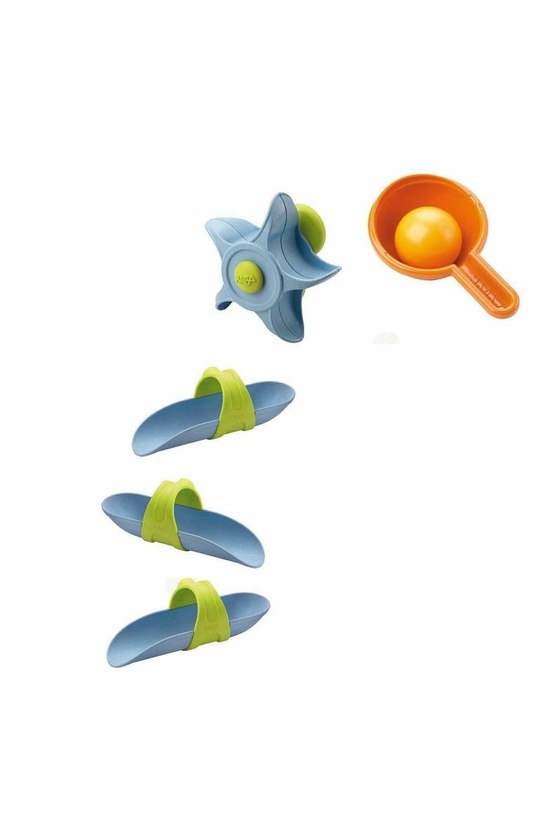 HABA STEM Bath Toys for Kids Ages 3-6 with Suction Cup Tracks, Paddle Wheel, Ladle & Ball, Water Toys Play Set to Inspire Creativity & Problem-Solving, Main, color, Blue Multi