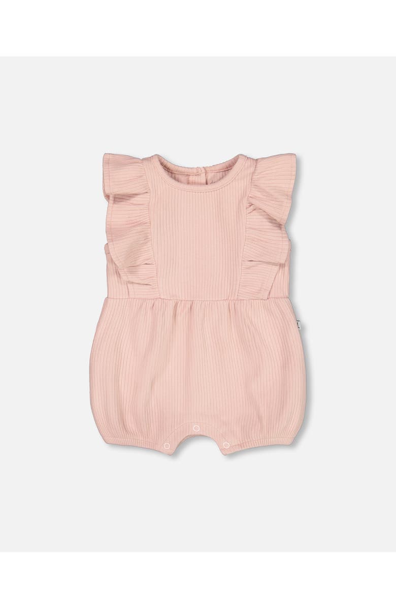 Deux par Deux Baby Girl's Organic Cotton Ribbed Romper Mellow Rose, Main, color, 
