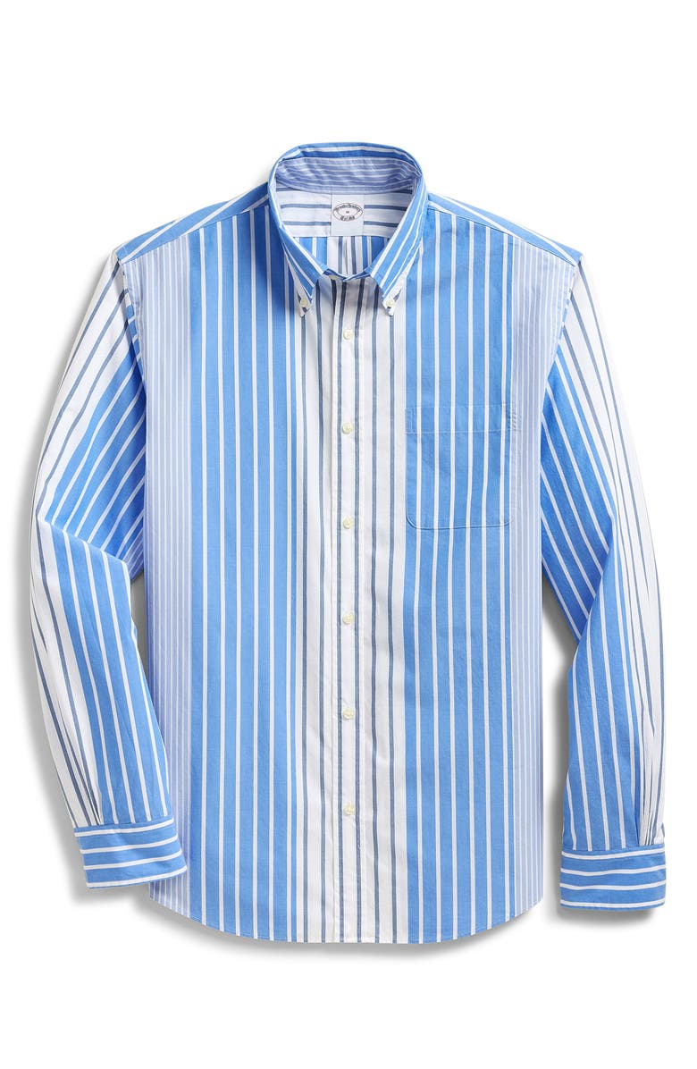 Brooks Brothers Friday Regular Fit Stripe Cotton Poplin Button-Down Shirt, Main, color, Funstripe