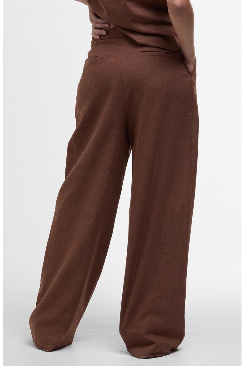 Lucy Pleated High Waist Cotton & Linen Pants, Alternate, color, WALNUT