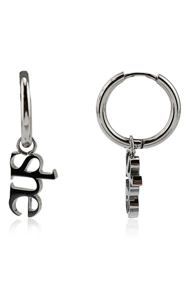 REBL "She" Huggie Hoop Earrings, Main, color, Silver