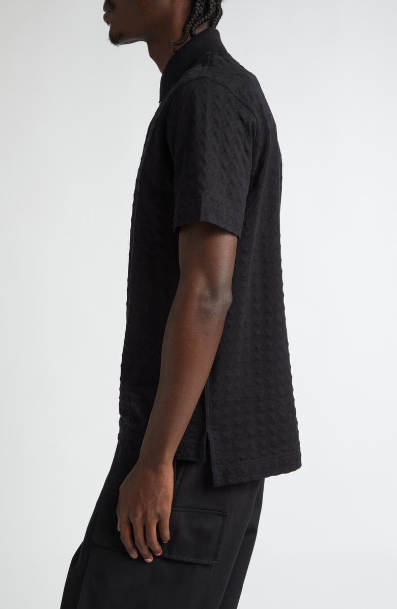 Givenchy Classic Fit Textured Cotton Polo, Alternate, color, Black