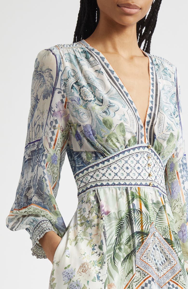 Camilla Button Front Silk Crepe Midi Dress, Alternate, color,