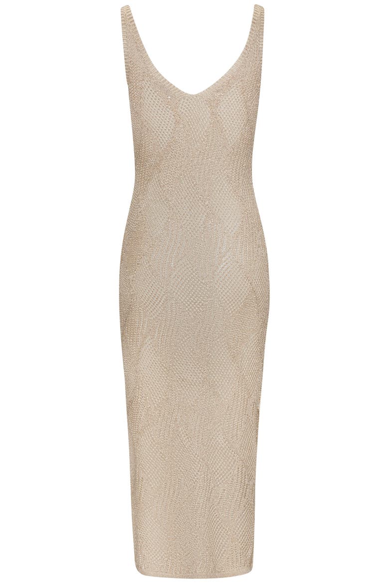 Crochet Midi Dress Cover Up, Alternate, color, Beige Gold