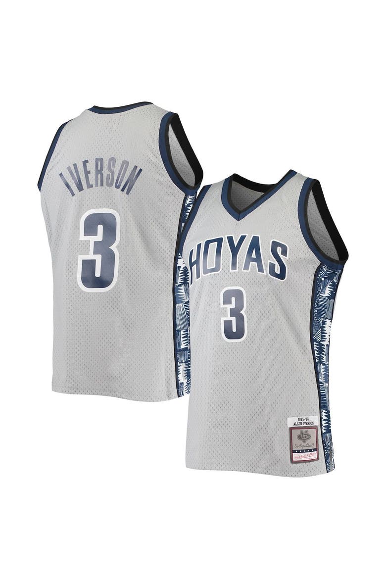 Men's Mitchell & Ness Allen Iverson Gray Georgetown Hoyas 1995/96 Swingman Replica Jersey, Alternate, color, Gray