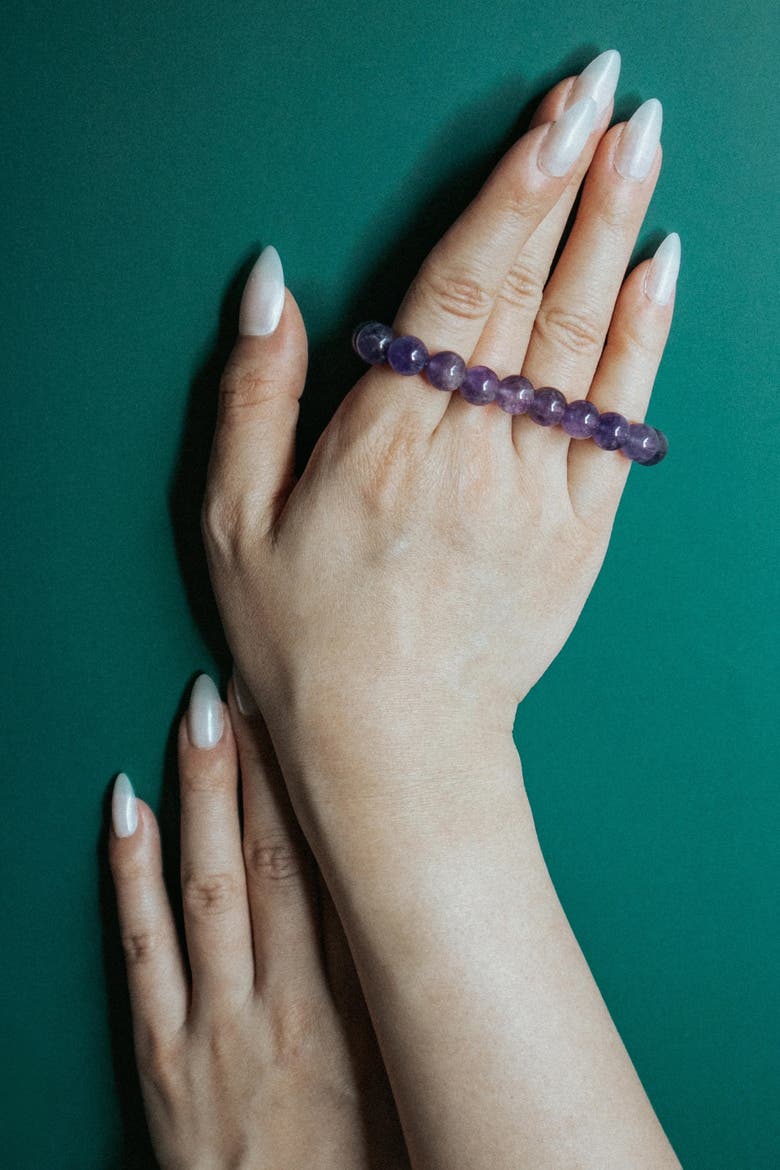 Manifest Calm Purple Crystal Beaded Bracelet, Alternate, color, Purple