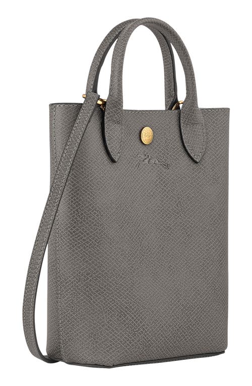 Longchamp Épure North/south Leather Top Handle Tote In Gray