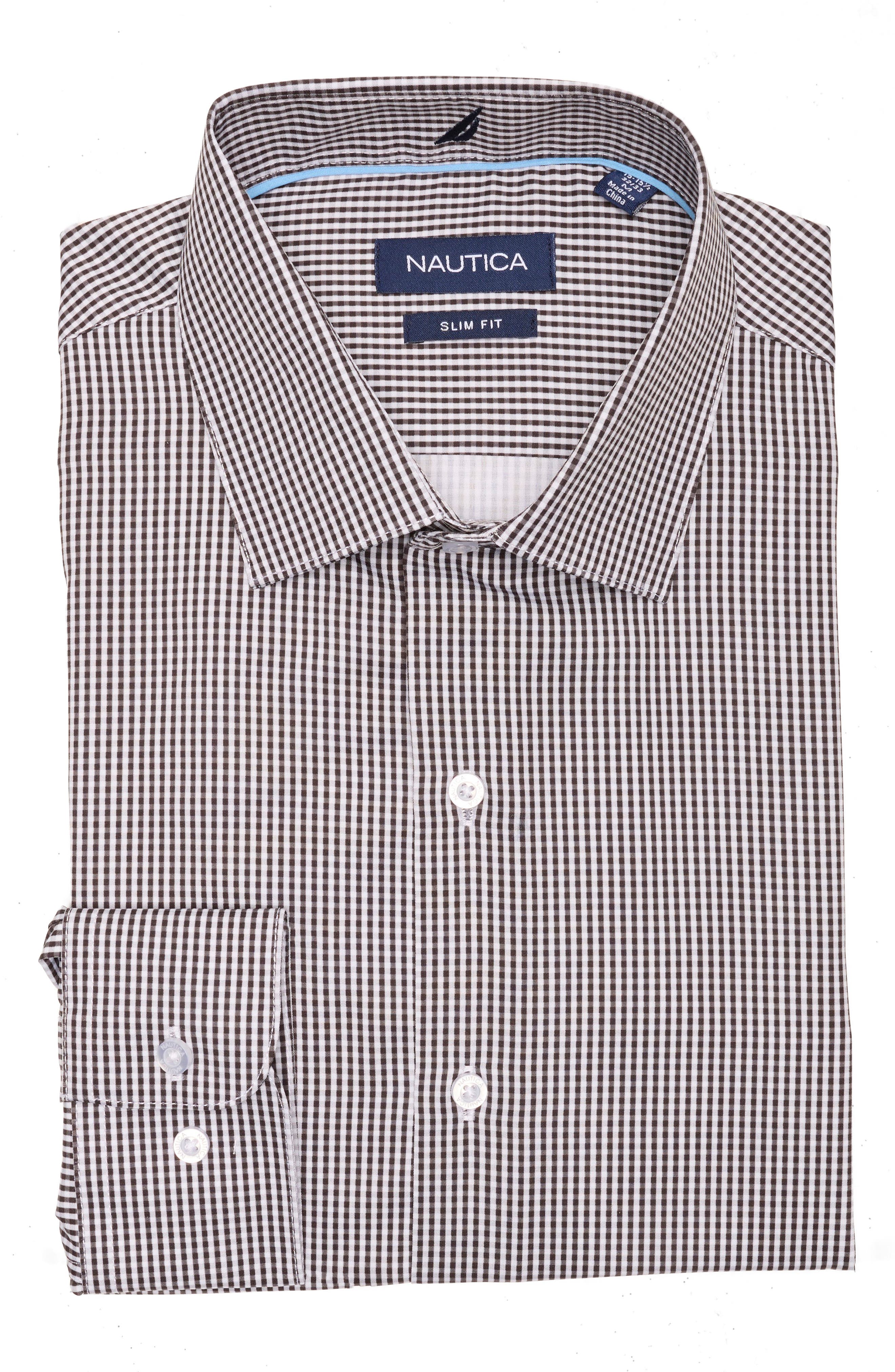 Nautica Slim Fit Check Print Dress Shirt