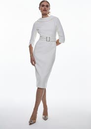 Karen Millen Crepe Roll Neck Pencil Midi Dress
