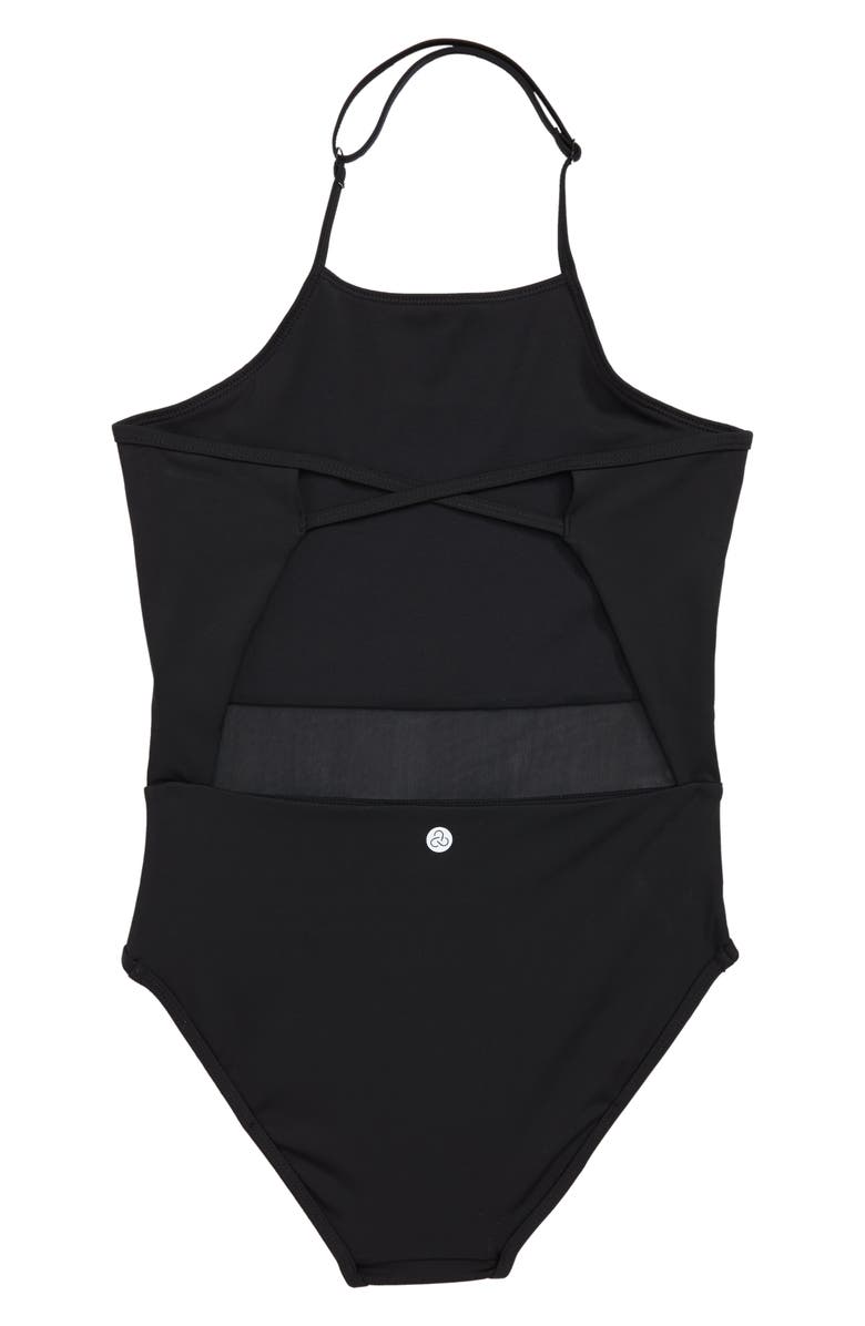 Zella Girl Horizon Mesh Inset One-Piece Swimsuit, Alternate, color,