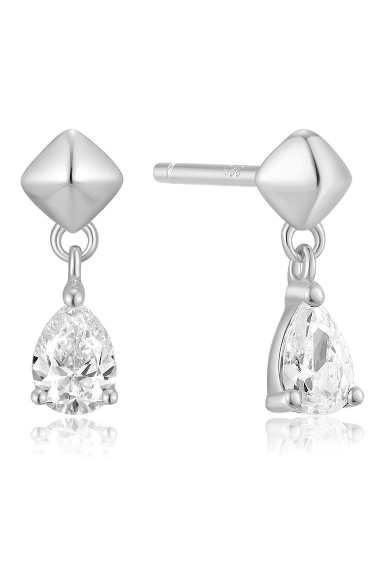 Pyramid Drop Earrings, Main, color, SILVER