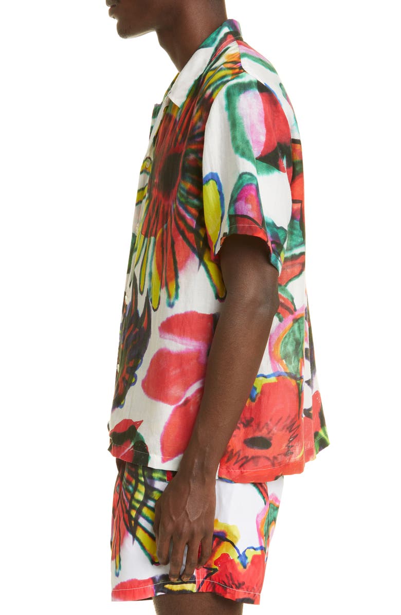 OUR LEGACY Box Melting Flowers Button-Up Cotton & Silk Shirt, Alternate, color,