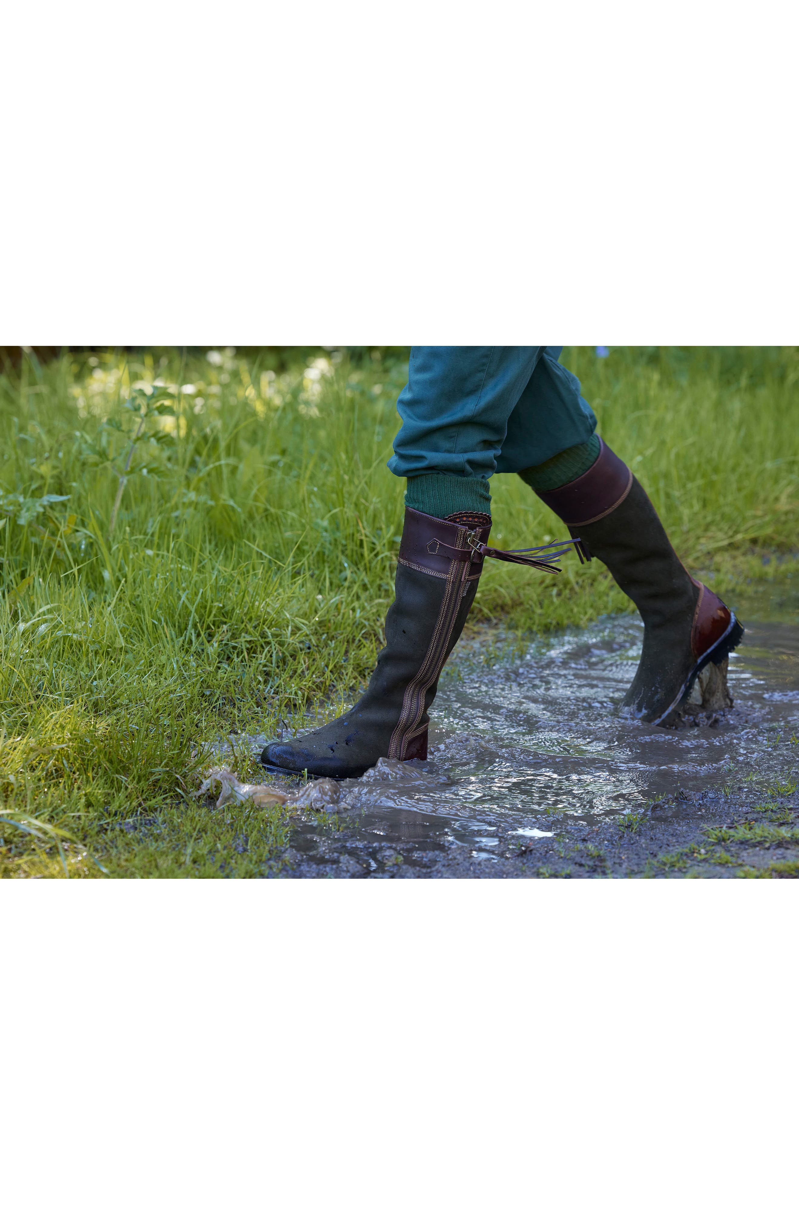 Inclement Long Tassel Waterproof Boot, Alternate, color, SEAWEED/CONKER