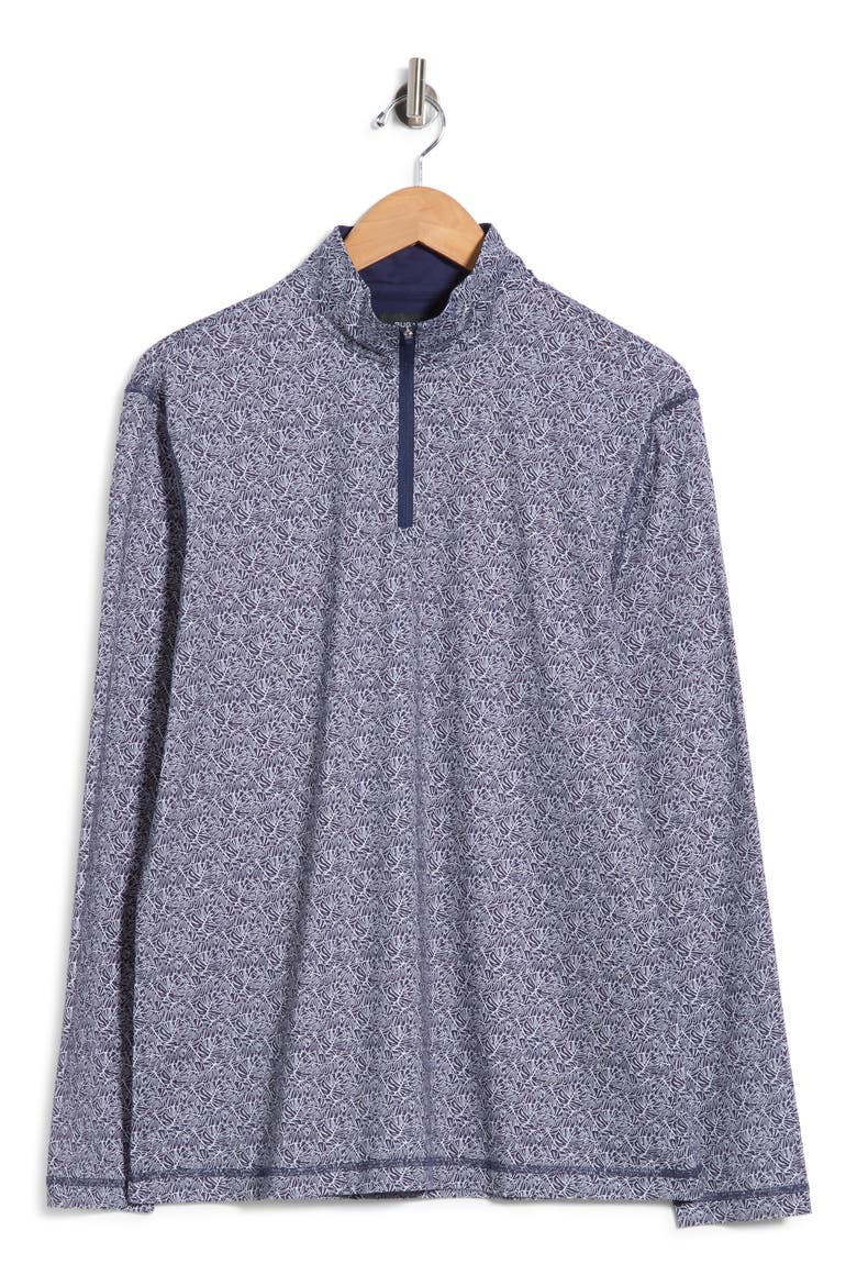 Stretch Cotton Quarter Zip Pullover, Main, color, NAVY