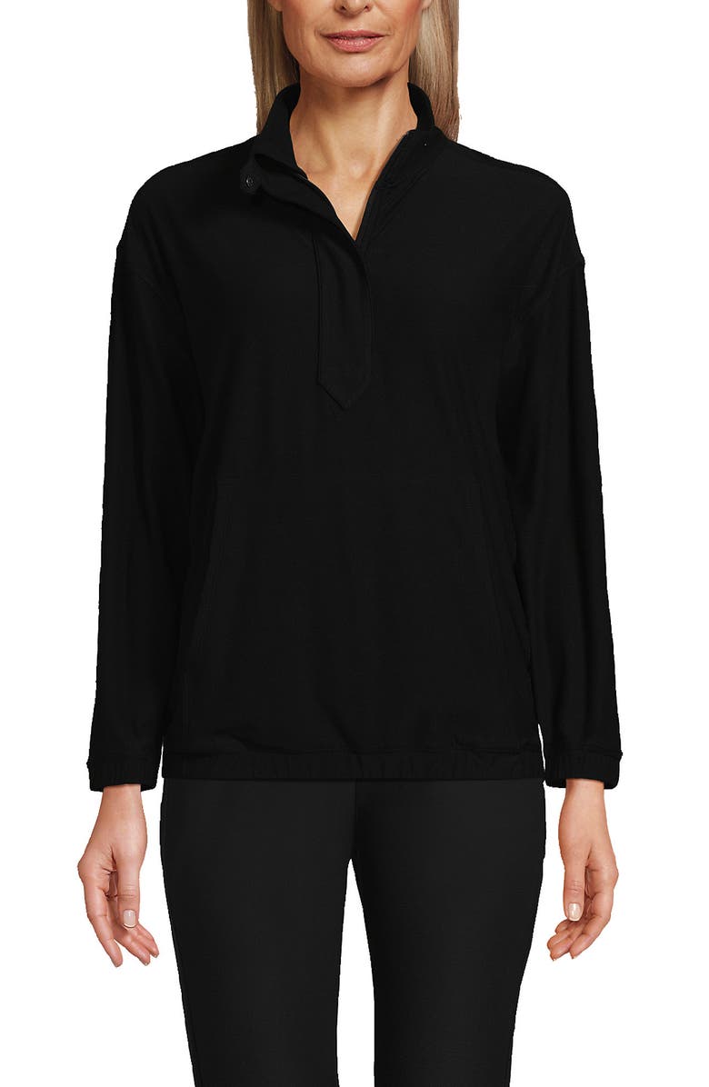 Lands
 End Long Sleeve Performance Zip Front Popover, Alternate, color, Black