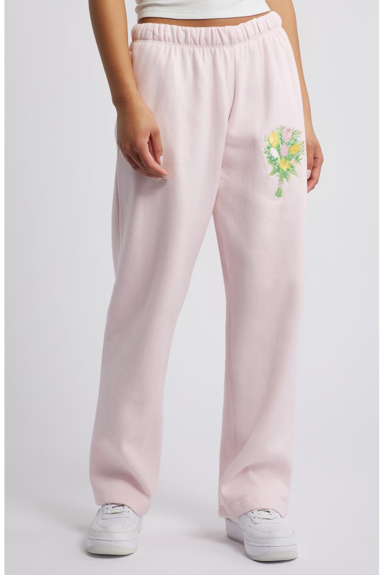 Sit with Us Embroidered Graphic Sweatpants, Main, color, BLUSH PINK