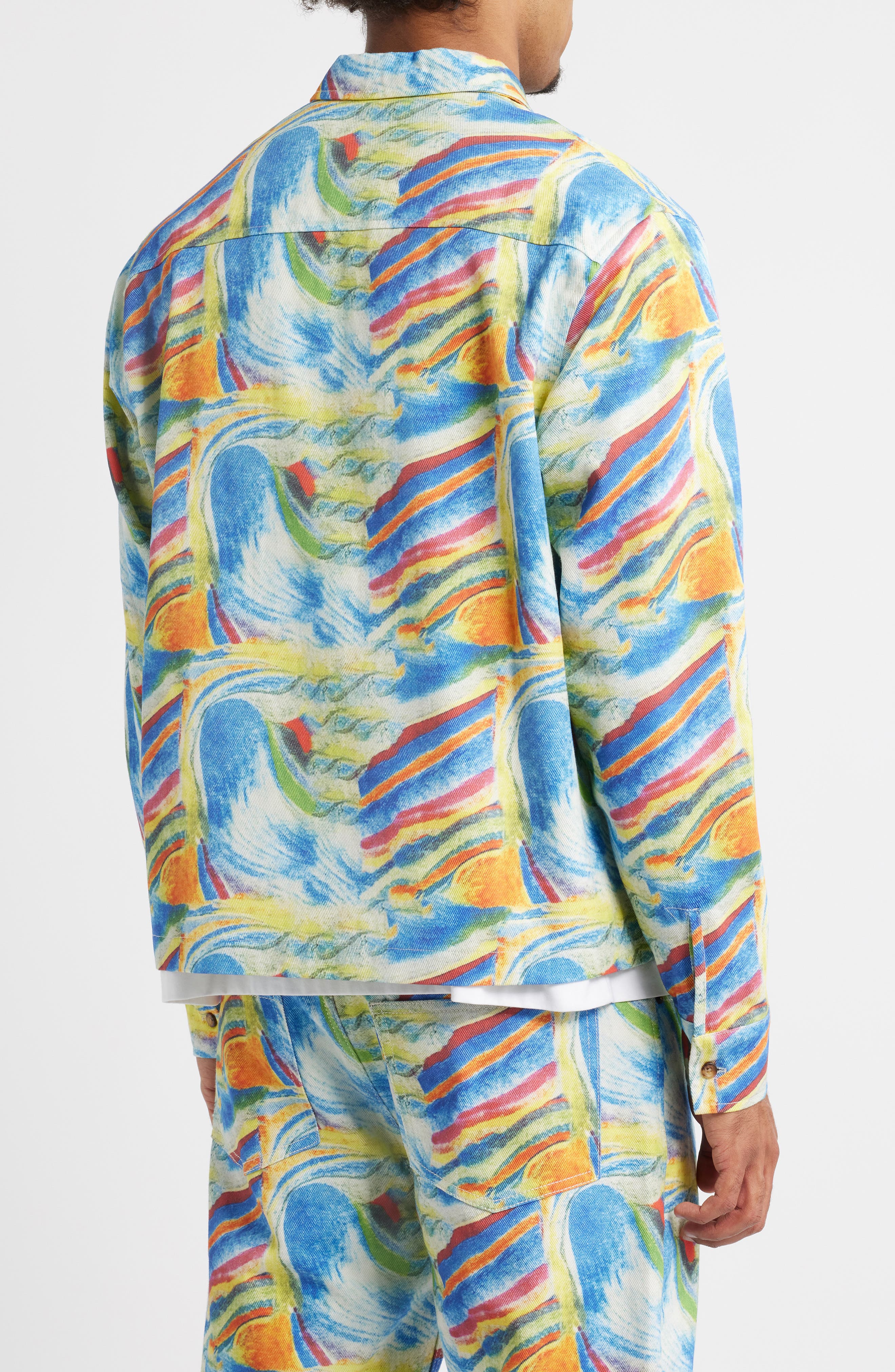 Art Printed Button-Up Shirt Jacket - image 2