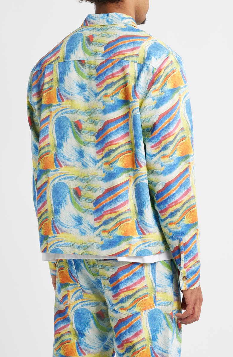 RIZORT Art Printed Button-Up Shirt Jacket, Alternate, color, Blue
