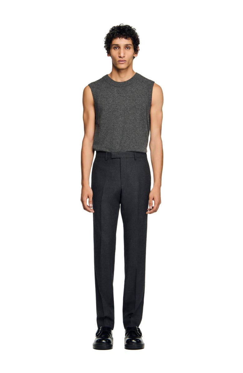 SANDRO Wool suit trousers, Alternate, color, Heather Charcoal