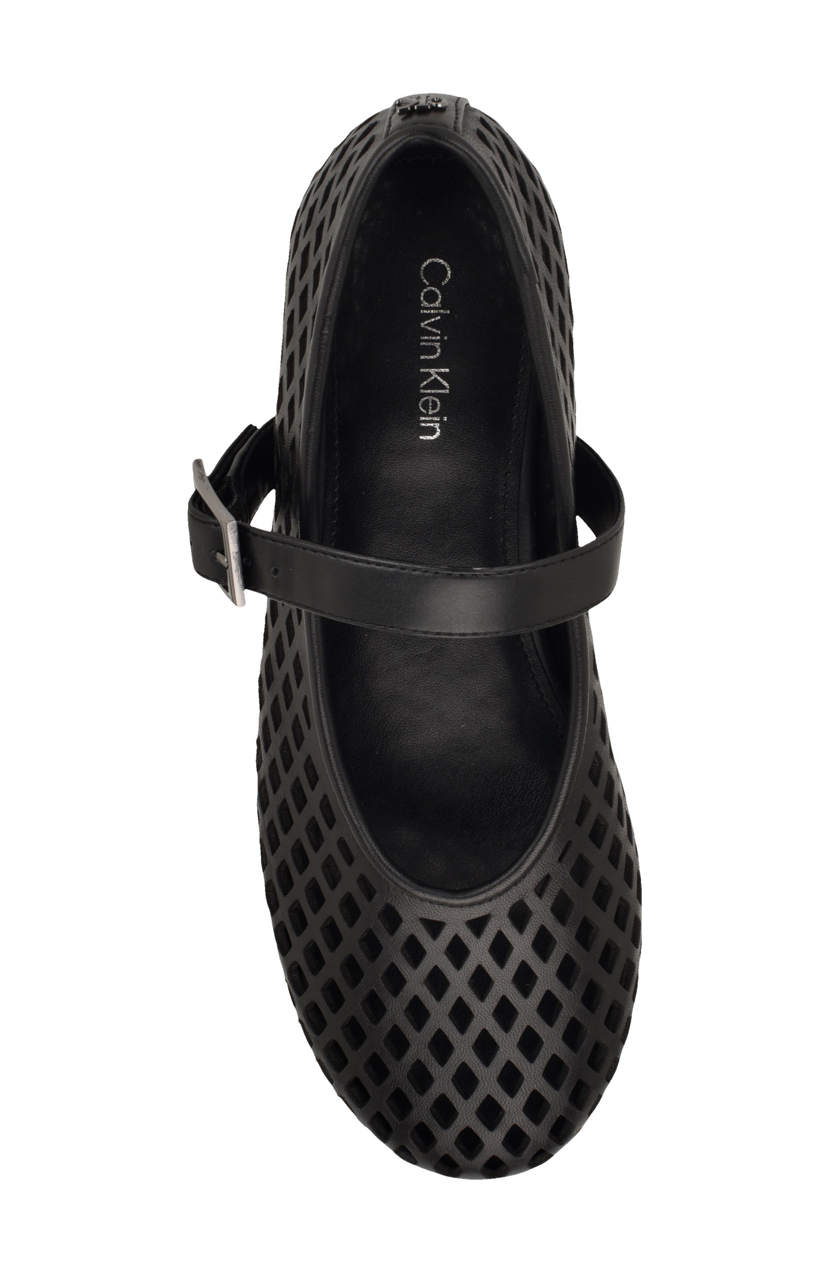 Calvin Klein Lauria Mary Jane Flat, Alternate, color, Black Leather